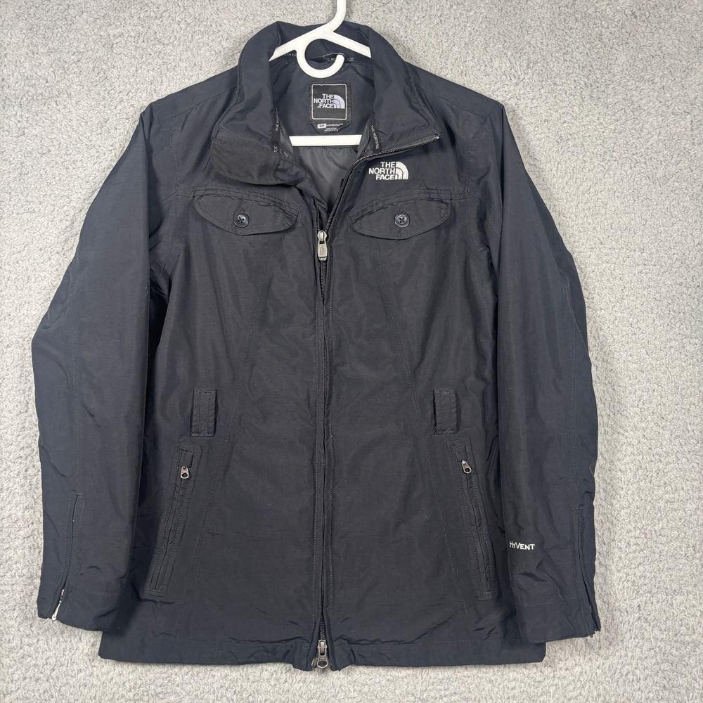 The North Face Jacket Women S Black HyVent Utility Full Zip Rain Coat Pocketed